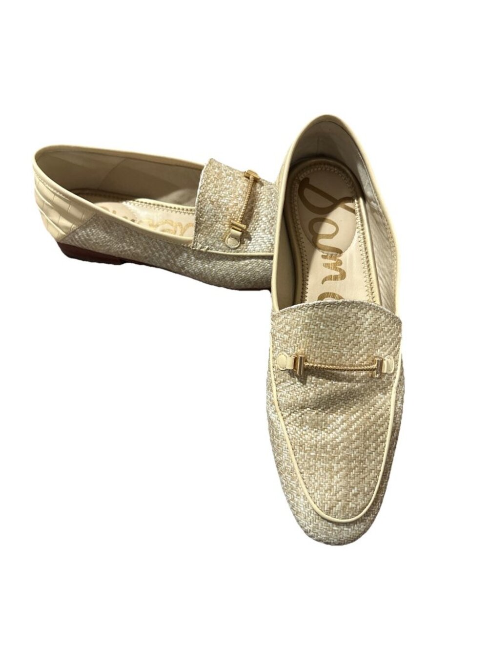 Sam Edelman Women's Slip On Flat Gold Beige Shoes Size 8.5